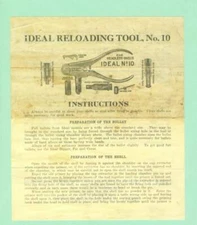 Lyman Model Ideal No. 10 Instruction Sheet Reproduction