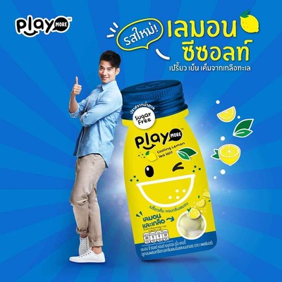 3x12g Play More Lemon Sea Salt Cooling Sour Sweet Candy Thai Kid