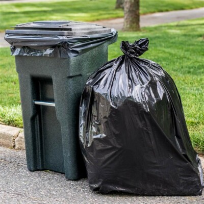 50pcs 45 Gallon Black Trash Bags Medium Duty Big Garbage Rubbish Bag 40×46 in