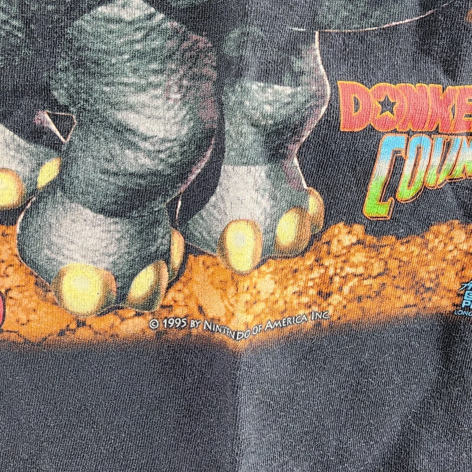 Camiseta De Colección Donkey Kong Country Nintendo DK y Rambi EE. UU. Rara 1995 SS Delta Pequeña Foto 3 de 4