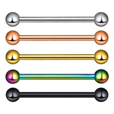 5pcs 16G Mix-Color Straight Industrial Barbell Tongue Nipple Rings 6-16MM