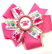 Beautiful Pink Crab Inspired hair bow for girls.