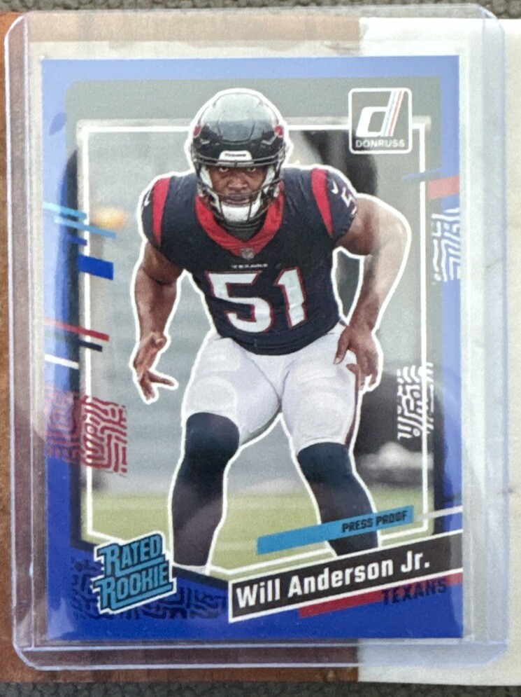 Will Anderson Jr. Blue Press Proof Rated Rookie RC 2023 Donruss Card #342 Texans