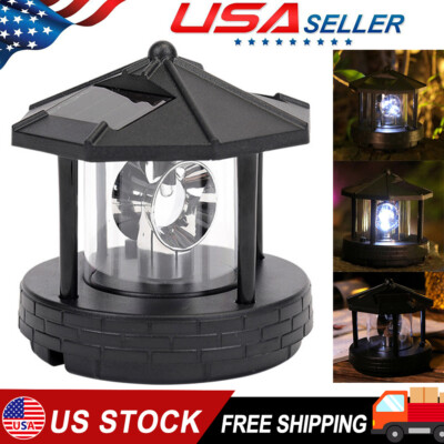 Solar Powered LED Rotating Lighthouse Lamp Medium Size Outdoor Waterproof
