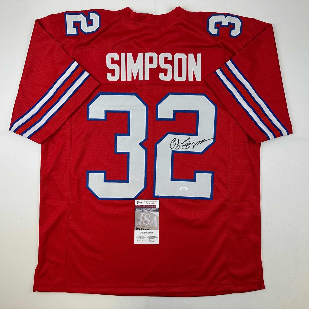 Autographed/Signed OJ O.J. Simpson Buffalo Red Football Jersey JSA