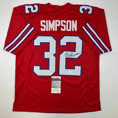 Autographed/Signed OJ O.J. Simpson Buffalo Red Football Jersey JSA
