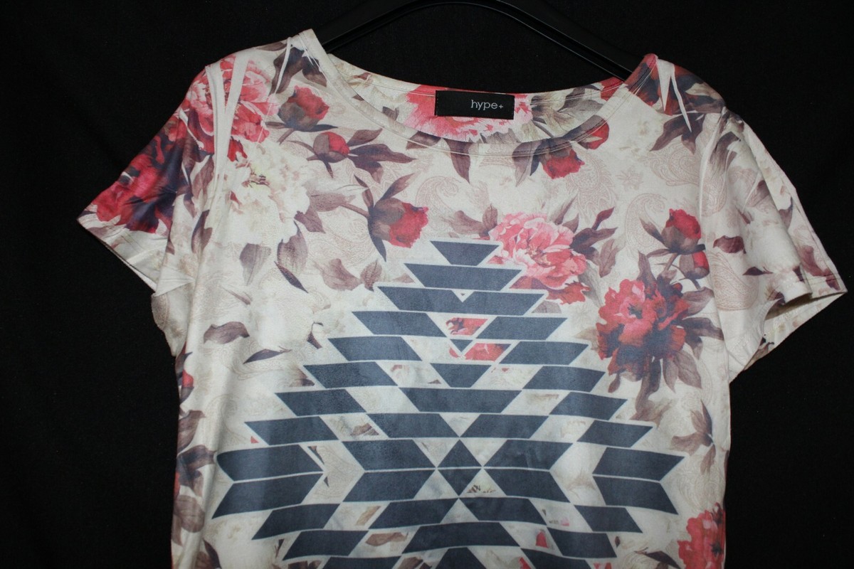 Tunique Hype Imprimé Géométrique Et Floral - Taille L - Gris/Rose/Beige - Neuf Sans étiquettes