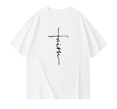 Ausgewählt von B. M. And. S. weiß bedrucktes T-Shirt ''Faith'', MC, Größe S/46 - Herren