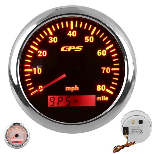 85mm GPS Tachometer 0-80MPH/H Bunte Hintergrundbeleuchtung für Auto Boot Yacht - Bild 5 von 12