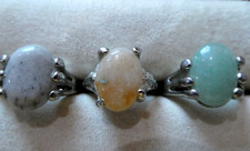 3 Stone Rings Jade 01/2, Grey Agate 0, Golden Agate N + Free Secret Earrings