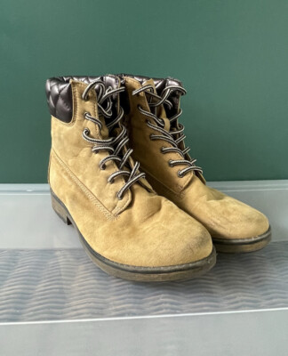 Stevies for Target Girls Tan Brown Faux Suede Lace Up Ankle Boots size US 