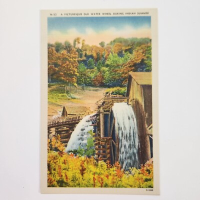 Vintage Postcard N-52 Picturesque Old Water Wheel During Indian Summer E-4449