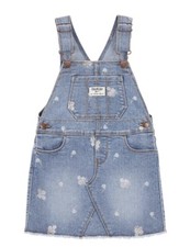 OshKosh B'Gosh Girls 12M Floral Vintage Wash Denim Skirtall/Overalls Dress - NWT