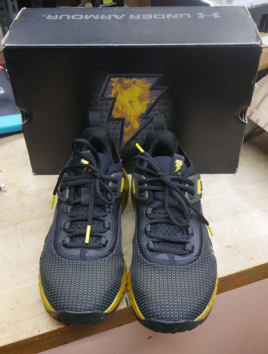 Under Armour Project Rock 5 Sz 7Y Black Adam Gold DC Movie 3026600