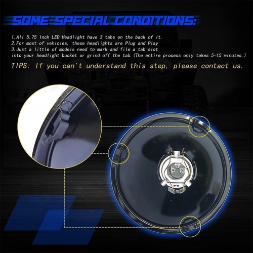 4 piezas 5-3/4 5,75" faros LED redondos carcasa de vidrio para BMW 325i 528i 535i E30 - Imagen 6 de 7