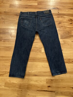 Levi 562 Jeans Blue Straight Leg Loose Taper Button Fly Mens TAG 42 Fits 42 x 30