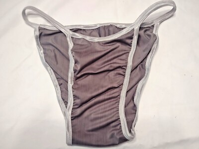Men's Seamless BODY HUGGER String Bikini Beach Underwear PLATINUM SILVER GREY