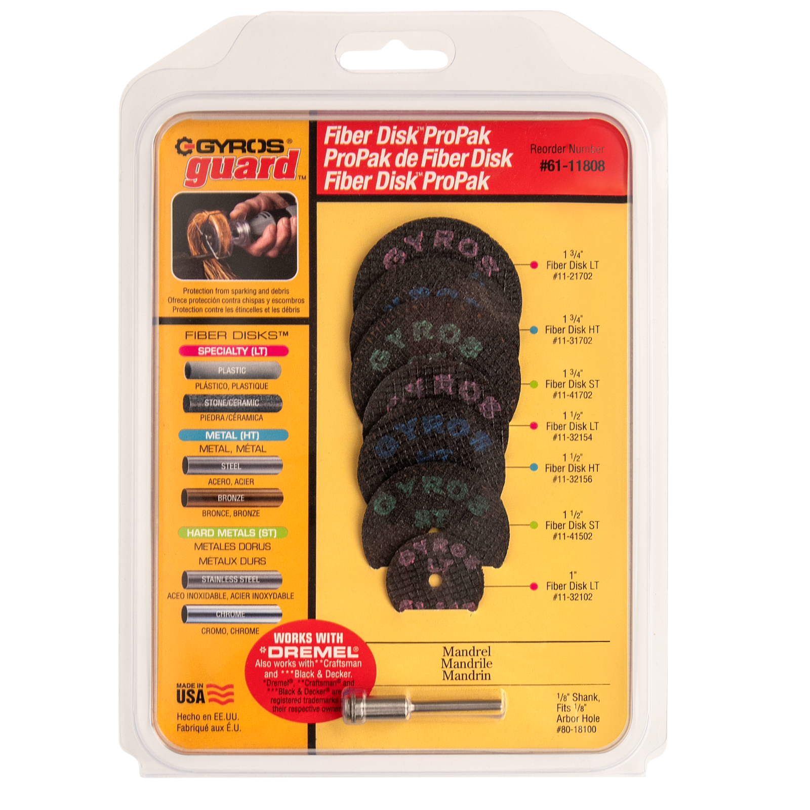 GYROS 7-Piece Cut-Off Wheels Mix, Includes, LT, St, and HT, + 1 Mandrel 61-11808