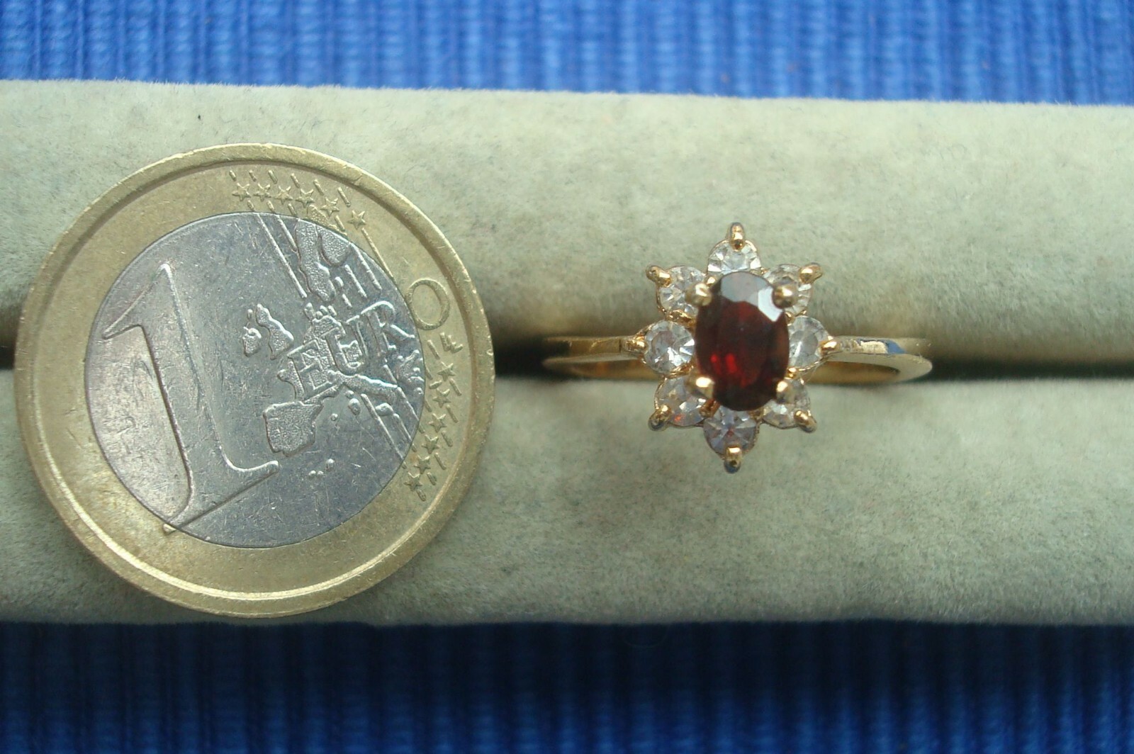 Bague métal doré B26C strass grenat diamant bijou femme chic