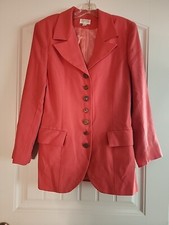 Zion New York Women’s Pant Suit USA Made Coral 100 % Wool Size 8 Fully Lined