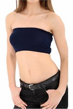 Womens Plain Printed Boob Tube Strapless Bandeau Elastic Stretch Bra Crop Top
