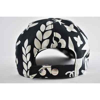Chanel 22P Black White Graffiti CC Silver Logo Baseball Cap Curved