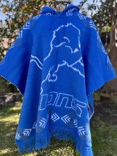 Detroit Lions Alpaca Wool Poncho American Football, Hooded,Made In Ecuador