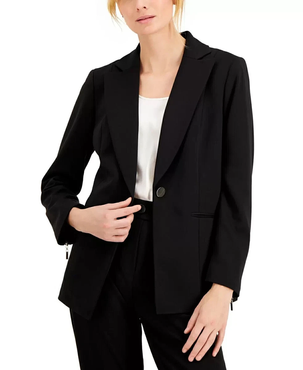 Kasper Petite Zipper-Cuff Single-Button Blazer Size 8P # 4C 451 NEW