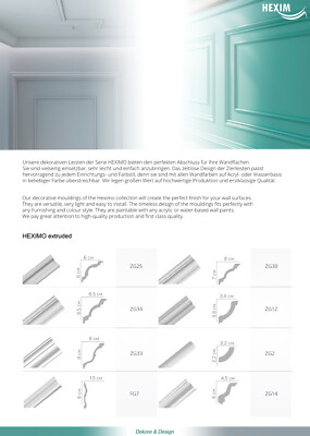 Polystyrol Eckprofil M-07 – 20 M Rolle, 60x80 Mm, Deckenleiste Zum Überstreichen, Für Innenbereich