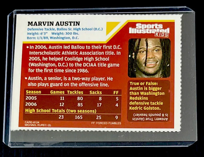 Marvin Austin Rookie Ballou NFL Sports Illustrated for Kids SI For Kids - Image 2 of 2