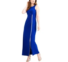 MSK Womens 6 Goddess Blue Embellished Rhinestone Slit Evening Dress NWT