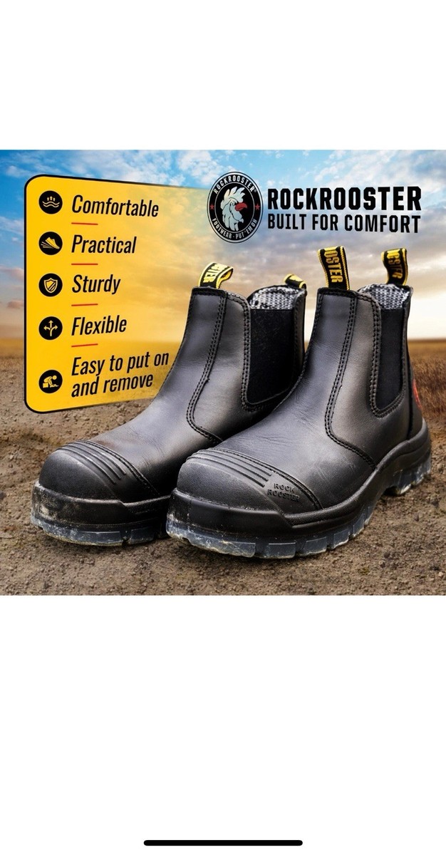 ROCKROOSTER Work Boots 6 inch Steel Toe, Slip On Safety Oiled Leather Size 6 NWT ROCKROOSTER Work Boots for Men, 6 inch Steel Toe, Slip On  main image 2