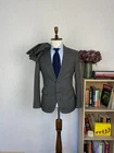 Boggi Milano Gray Check Wool 2 Piece Italian Formal Travel Suit 36 EU 46 W31 L29