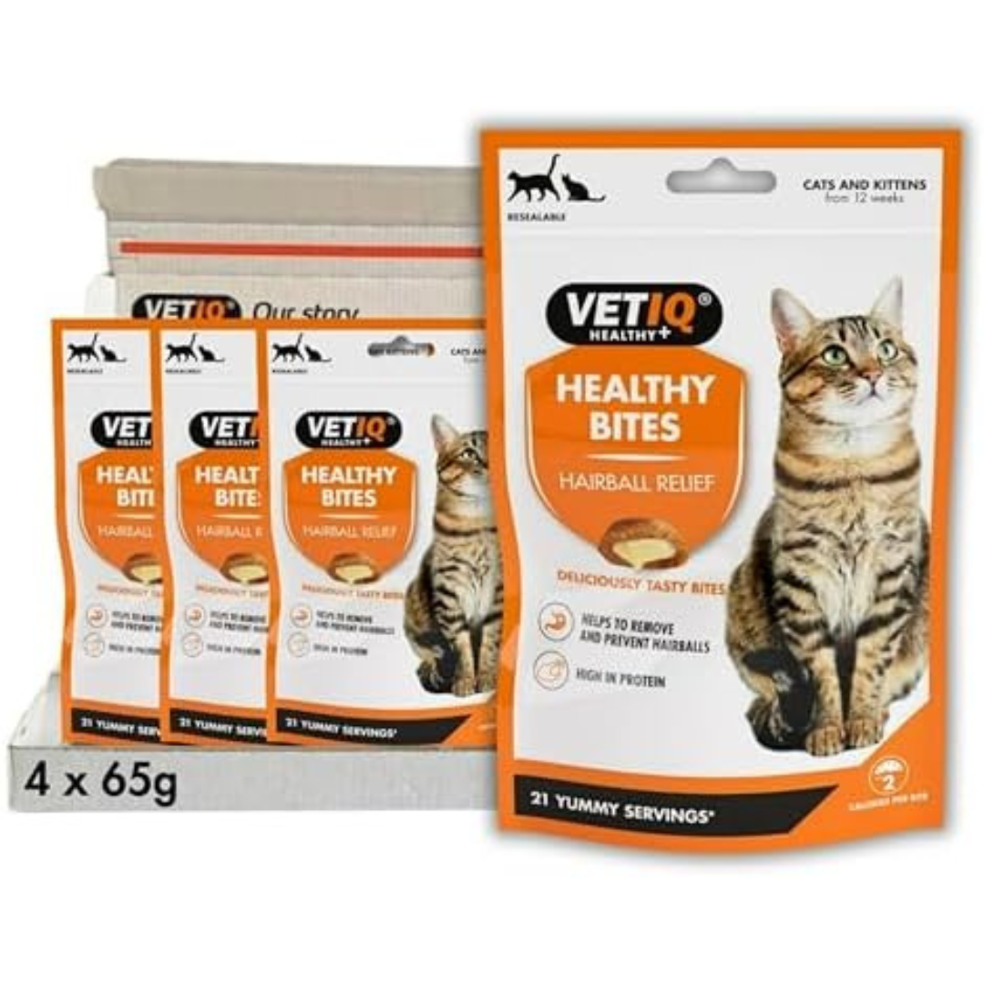 VetIQ Healthy Bites Hairball Remedy Cat Treats 4 x 65g Prevent & Remove Hairball