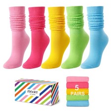 4-5 Pairs Slouchy Socks for Women Slouch Scrunch Socks Knee Length Cotton