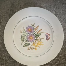 Flower Garden Porcelain Dinner Plate Floral White Multicolor Glossy