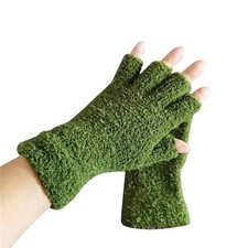 Ladies Women Soft Warm Half Finger Fashion Fluffy Coral Fleece Fingerless Gloves