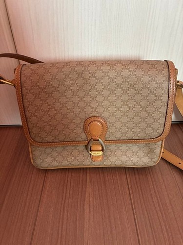 Celine Macadam Shoulder Bag Flap Metal Buckle