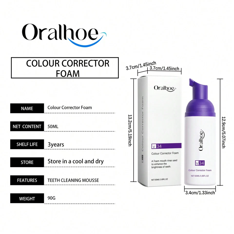 Mousse de pasta de dente roxa, clareador espumante para dentes amarelos e hálito fresco - Imagem 2 de 4