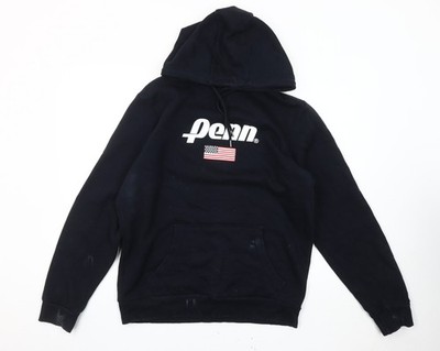 Penn x Primark Herren Schwarz Pullover Hoodie M Logo USA Grafik