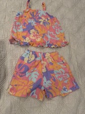 Wonder Nation Girls Tropical Floral 2-Piece Tank Top Shorts Set