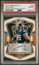 2020 Panini Select Rookie Signatures Cole Kmet #CKM SIG. Prizm White 9/35 PSA 10