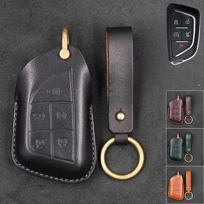 Genuine Leather Car Key Fob Case Cover For Cadillac XT4 XT5 CT6 CT5 XTS ATS ESV