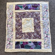 VTG Bunny Handmade Quilt/ Wall Hanging 34 x39 Grandmacore Cottagecore Babies