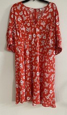 RIXO Women Floral Short Sleeve Dress Size 18W Multicolor