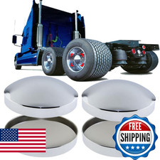 4 pcs Chrome 8 Inch Hub Caps Dome Metal 8" Semi Truck Hub Covers Axle Cap Rear W