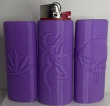 SET OF 3 PURPLE Lighter Cases Sleeves Covers Fit standard BIC lighter