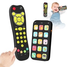 Baby Toy Phone Remote Control Set: Music, Lights, Bilingual Early Learning Toy