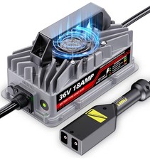 18 Amp 36 Volt Golf Cart Battery Charger for EZGO TXT - D-Style Plug Silver 