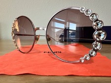 Fendi FFO324/S Crystal Round Sunglasses Rose Silver Rhinestone 535 Retail women